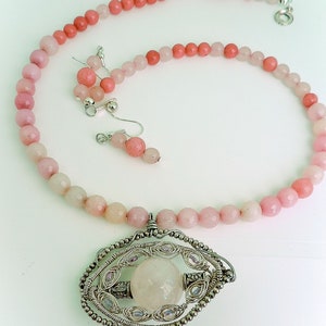 Morganite and Rose Quartz Jewelry Set