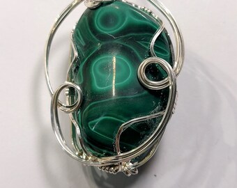 Malachite in Silver Pendant