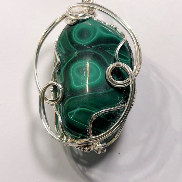 Malachite in Silver Pendant