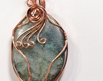 Labradorite in Wire Sculpted Copper Pendant