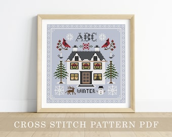 Winter Season Sampler Cross Stitch Pattern PDF