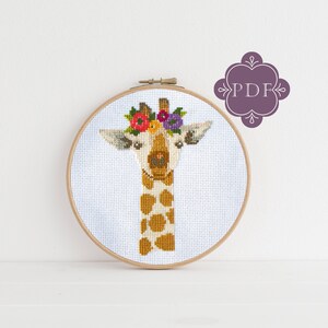 PDF Counted Cross Stitch Giraffe / giraffe cross stitch, diy, how-to, embroidery, pattern, gift, dmc, supply, instruction, baby, nursery image 2
