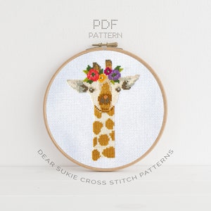 PDF Counted Cross Stitch Giraffe / giraffe cross stitch, diy, how-to, embroidery, pattern, gift, dmc, supply, instruction, baby, nursery image 1