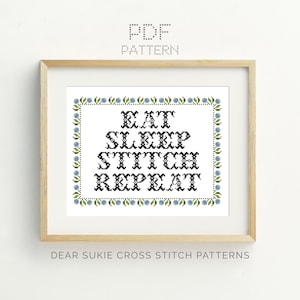 PDF Counted Cross Stitch Pattern - A Stitcher&#39;s Mantra / cross stitch pattern for beginner, easy, saying, crafter, stitcher, phrases, text