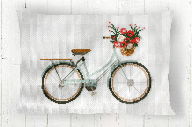 PDF Counted Cross Stitch Lovely Day Bicycle Cross Stitch | Etsy