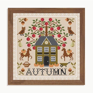 The Seasons Sampler Cross Stitch Pattern PDF embroidery, summer craft, stitching pattern, spring, folk sampler, autumn, winter image 7