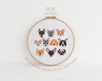 PDF Counted Cross Stitch - Dogs / cross stitch pattern, embroidery, pattern, gift, pet lover, dog crafts, puppy, puppies, dog embroidery