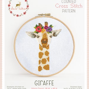 PDF Counted Cross Stitch Giraffe / giraffe cross stitch, diy, how-to, embroidery, pattern, gift, dmc, supply, instruction, baby, nursery image 3