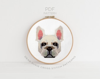 PDF Counted Cross Stitch - French Bulldog / dog cross stitch, diy, how-to, embroidery, pattern, gift, dmc, supply, instruction, pet