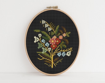 Cross Stitch Pattern - Vintage Needlepoint / cross stitch pattern, embroidery pattern, floral, flowers, bouquet, vintage, floral embroidery