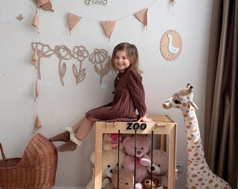 Handmade Wooden Stuffed Animal Zoo – Montessori Toy Organizer