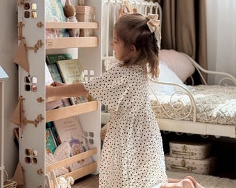 Handmade Wooden Montessori Bookshelf – Kids' Book Display, Custom Engraving
