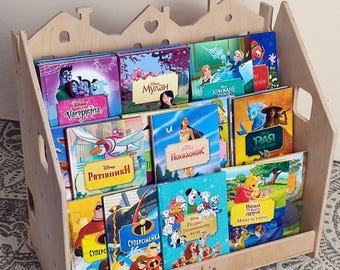 Personalized Montessori Bookshelf and Toy Storage — Wooden Furniture with Boxes for Kids Room