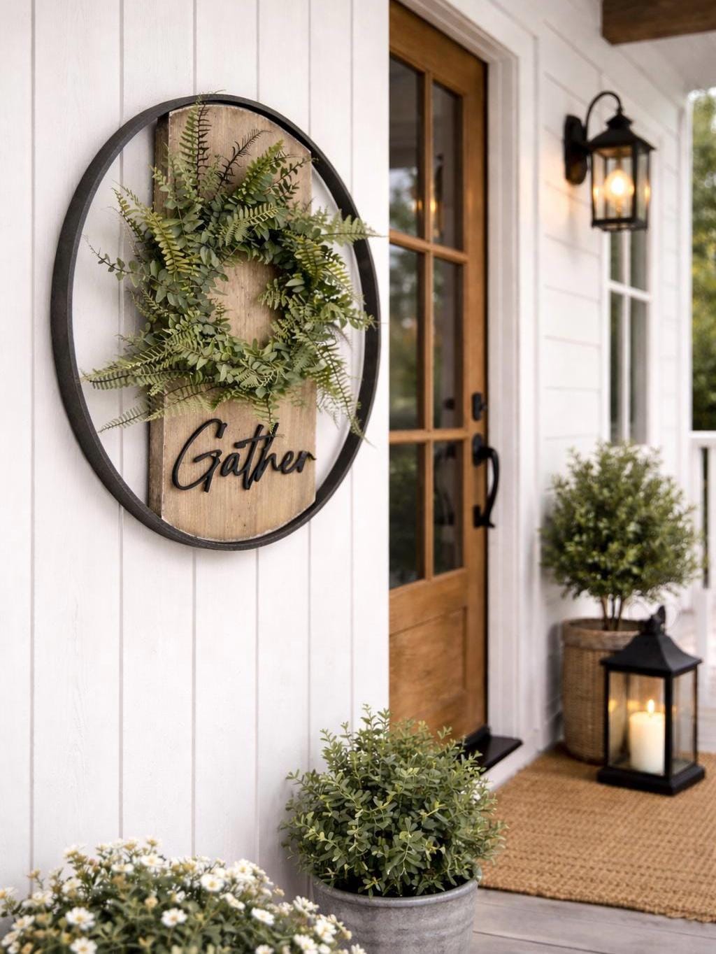 Gather Wall Sign – Bourbon Barrel Hoop Decor – Farmhouse Porch Wall Art ...