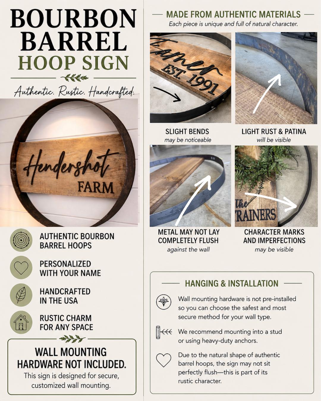 Round Metal Address Sign Rustic Address Sign With Large House Numbers, Bourbon Barrel Hoop ...