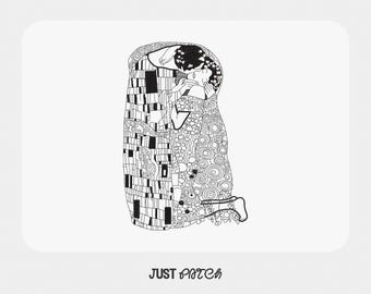 El beso (Gustav Klimt) Diseño de bordado a máquina / Archivo de bordado de arte minimalista / PES DST JEF