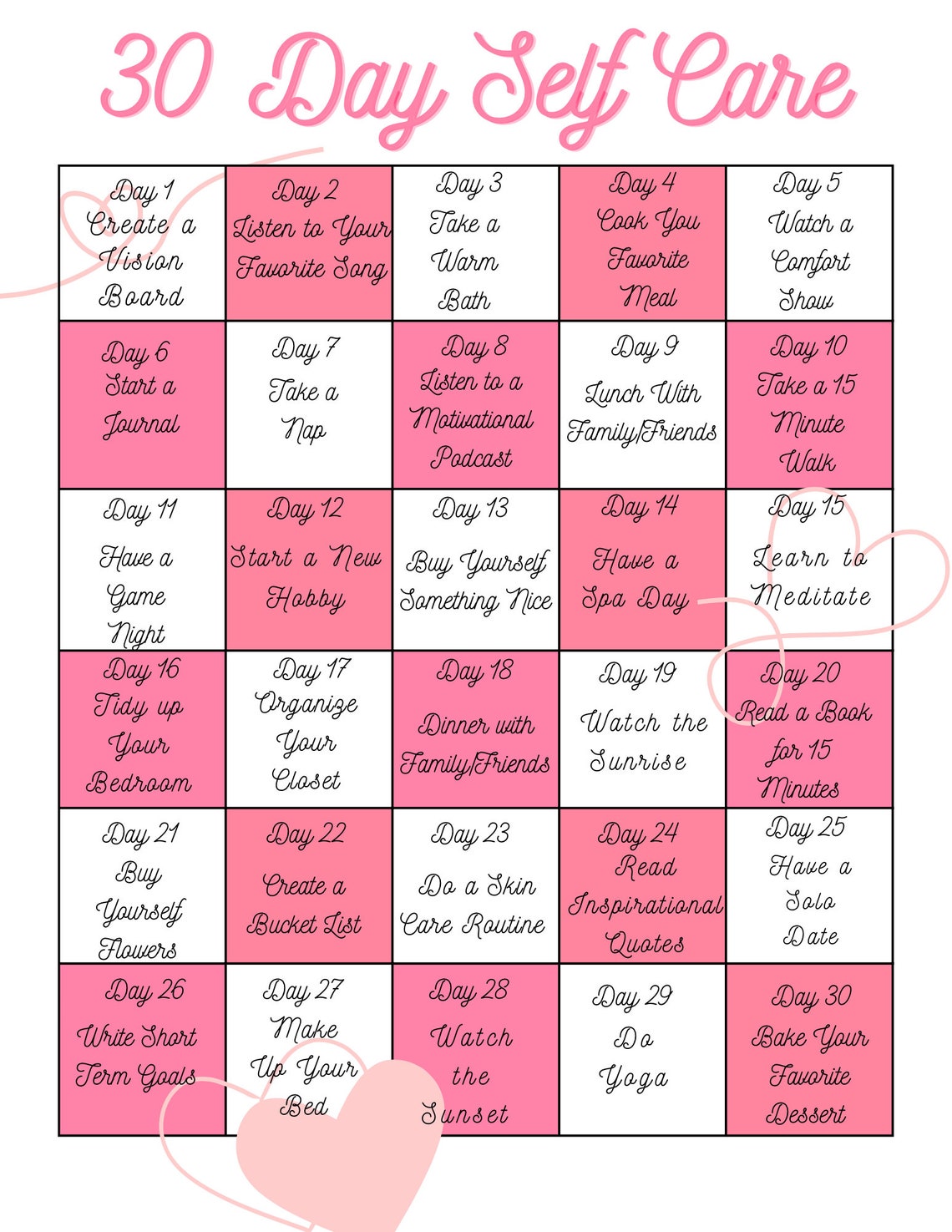 30 Day Self Care Challenge - Etsy UK