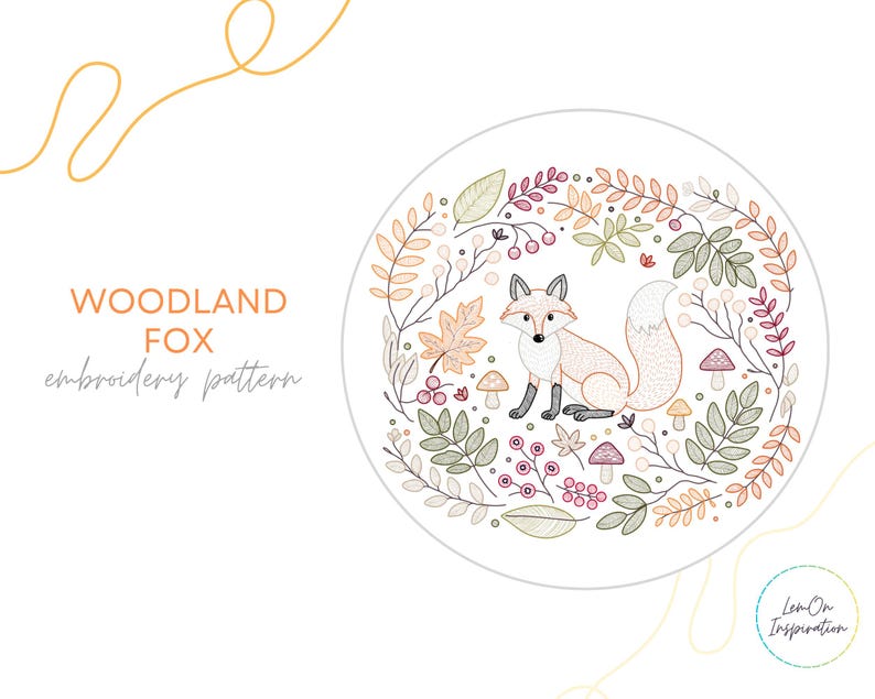 Autumn Fox Embroidery PDF Pattern Set: Fall Leaf & Animal Designs - Etsy