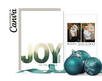 JOY: Editable Minimalist Christmas Canva Template, 5x7 Christmas Editable Card, Christmas Printable Card, Christmas Editable Photo Card