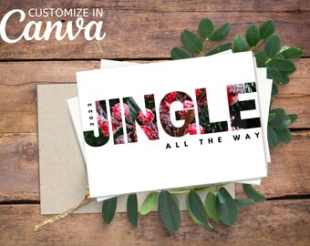 JINGLE: Editable Christmas Canva Template, 5x7 Christmas Editable Card, Christmas Printable Card, Christmas Editable Photo Card