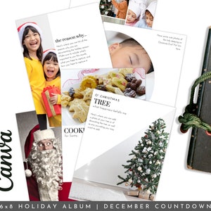 6x8 December Countdown Templates | Christmas Documenting Editable Canva Templates | Customizable Holiday Photos Templates | Scrapbooking