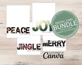 4 card BUNDLE: Editable Christmas Canva Template, 5x7 Christmas Editable Card, Christmas Printable Card, Christmas Editable Photo Card