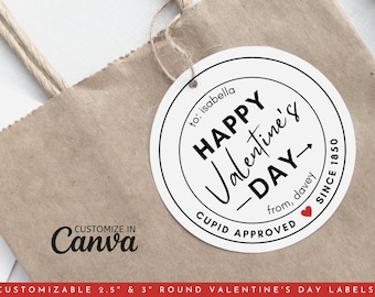 Valentine's Day Tags | Stickers | 2.5" | 3" | Printable Labels Template | Canva Template | Valentine Tag Template | Editable Tag Template