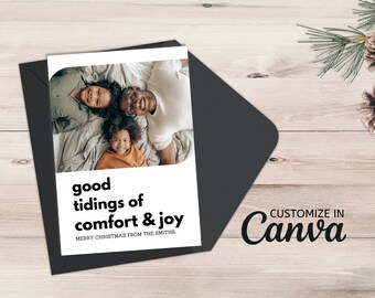 GOOD TIDINGS: Editable Christmas Canva Template, 5x7 Editable Christmas Card, Christmas Printable Card, Christmas Editable Photo Card