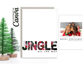 JINGLE: Editable Minimalist Christmas Canva Template, 5x7 Christmas Editable Card, Christmas Printable Card, Christmas Editable Photo Card