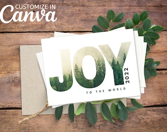 JOY: Editable Christmas Canva Template, 5x7 Editable Christmas Card, Christmas Printable Card, Christmas Editable Photo Card