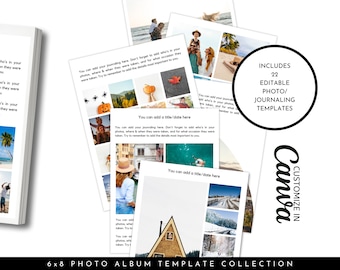 6x8 Photo/Journaling Album Templates | Vacation/Holiday/Event Documenting Editable Canva Templates | Customizable Photo Scrapbook Templates
