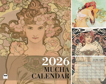 Alphonse Mucha, 2026 Monthly Wall Calendar (Art Nouveau)