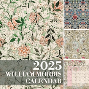 2025 William Morris Calendar | Arts and Crafts Movement | Vintage Botanical Art | Gift for Art Lovers