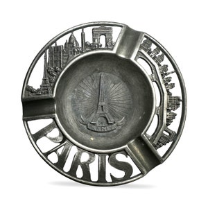 Vintage 1970s Paris Souvenir Ashtray – Metal Relief Design w/ Eiffel Tower, Arc de Triomphe, Sacre Coeur – French Retro Decor