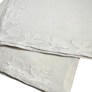 Pair of Antique Linen Appliqué Handkerchief, Paris image 2
