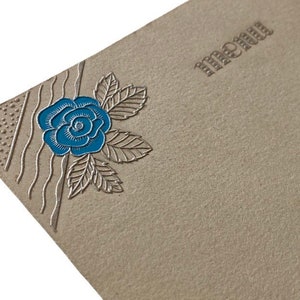 Antique French Art Deco Menu Card 1920s Embossed Silver Design Blue Flower Vintage Paris Collectible Ephemera