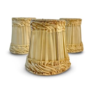 Set of 3 Antique Shirred Silk Lampshades, Clip-On Boudoir Light Covers, Paris Apartment Decor, Circa 1920 Vintage Lighting