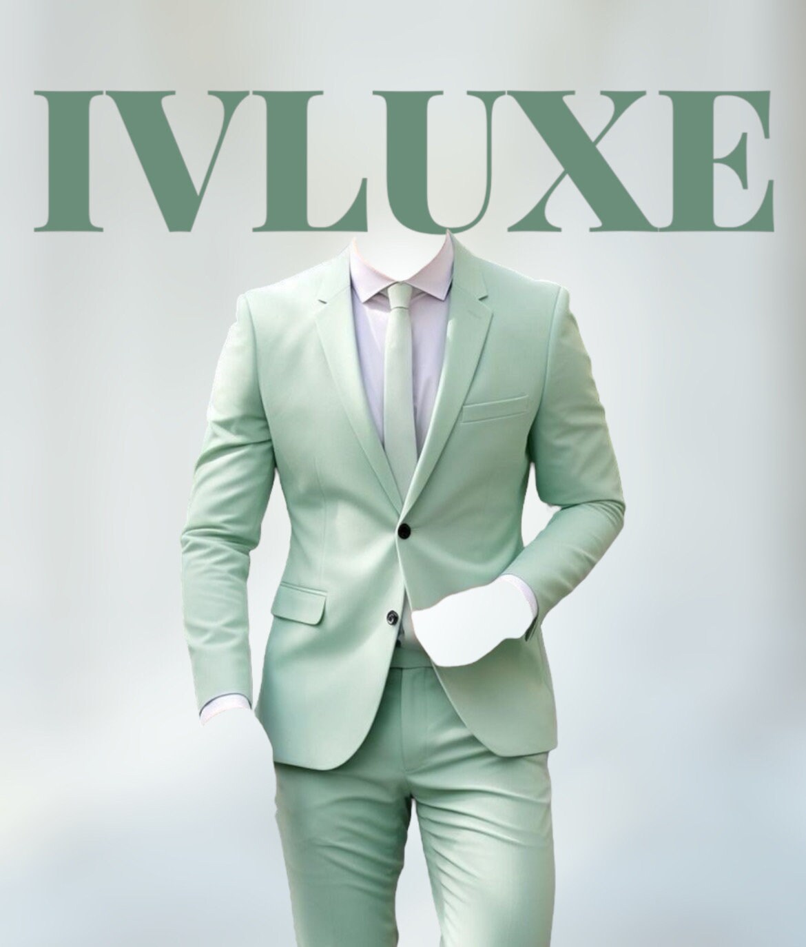 Elegant Green 2 Pieces Wedding Suits Solid Color Slim Fit Men's Suit main image 0