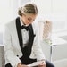 Layered Formal Long Sleeve Scoop Neckline Pantsuit Ivory main image 1