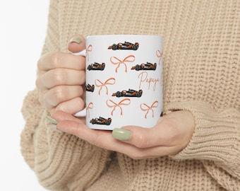 Taza de café McLaren F1, regalo para aficionados a las carreras, regalo para entusiastas de la Fórmula 1, taza de té para amantes de los coches, taza de cerámica de automovilismo, taza con temática de Gran Premio