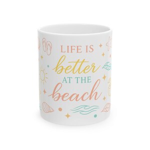Kubek „Życie jest lepsze na plaży” | Ceramiczny kubek do kawy, Letnie muszle zdjęcie 10