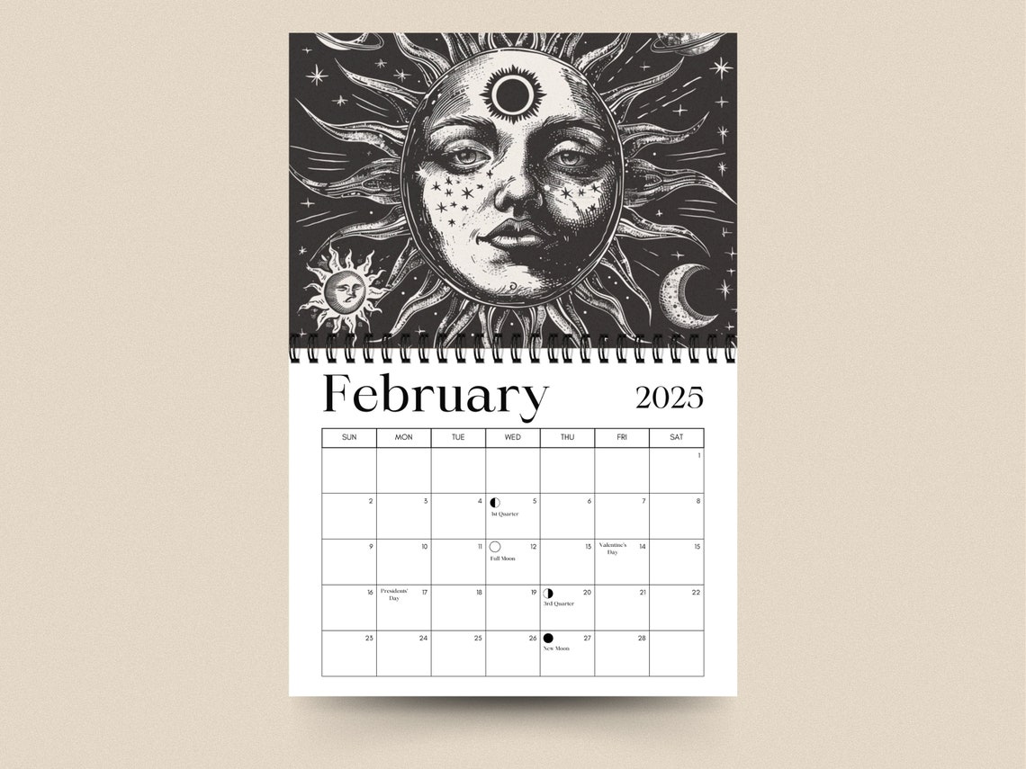 2025 Calendar Moon Phases 2025 Monthly Planner Moon Calendar Etsy