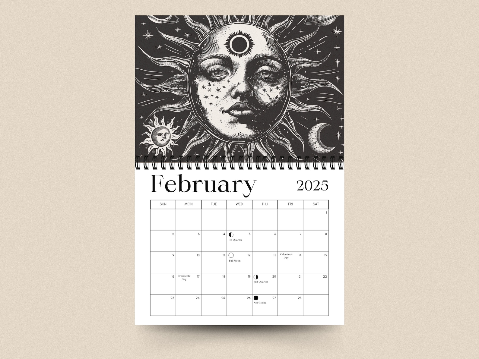 2025 Calendar Moon Phases 2025 Monthly Planner Moon Calendar Etsy