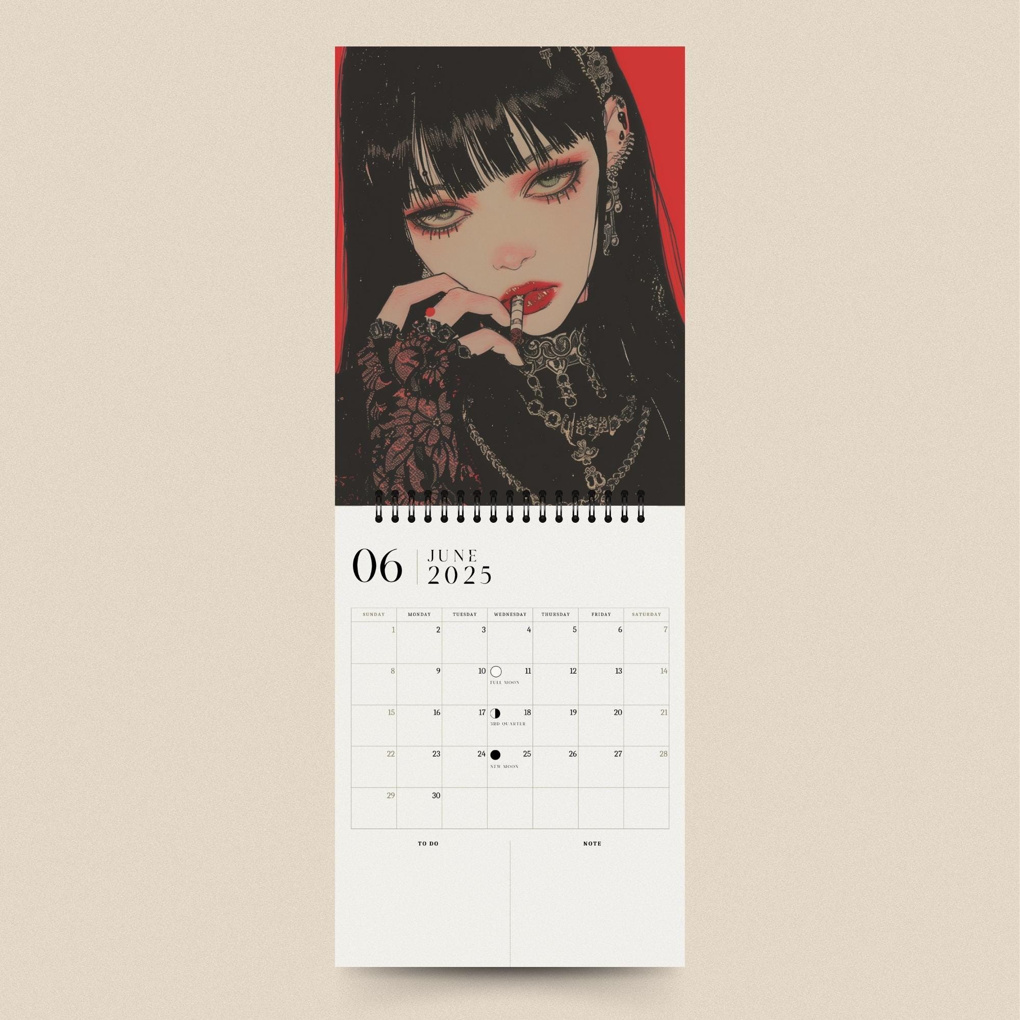 2025 Calendar Gothic Calendar Punk Calendar Monthly Planner Etsy