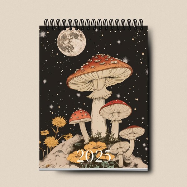 Mushroom and Moon Calendar Etsy