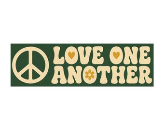 Peace Sign Love One Another car magnet | Retro Hippie decal