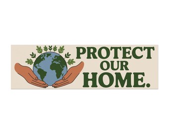 Protect Our Home car magnet | Earth illustration, hands holding globe