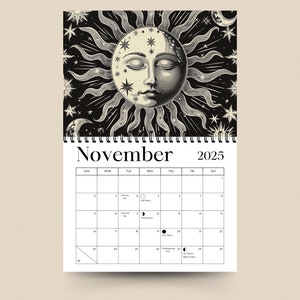 2025 Calendar | Moon Phases | 2025 Monthly Planner | Moon Calendar - Etsy