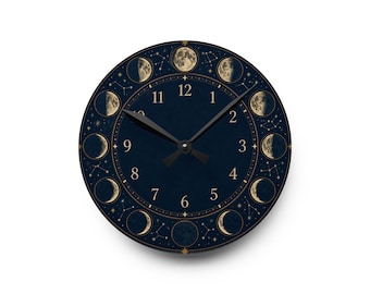 Moon Phase Clock Acrylic Wall Clock | Lunar Cycle, Celestial Decor