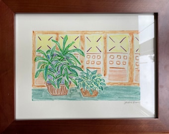 Original Monoprint | Plants by a Window